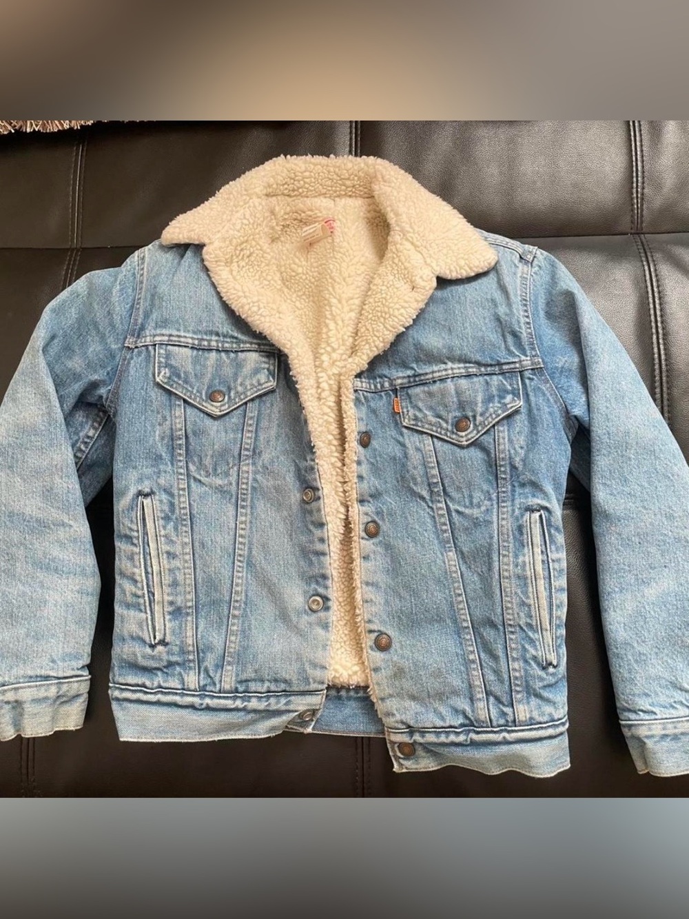 Vintage Orange Tab Levi's Sherpa Denim Jacket - Size S